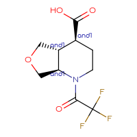 Chemical structure of rac-(4R,4aS,7aS)-1-(2,2,2-trifluoroacetyl)-octahydrofuro[3,4-b]pyridine-4-carboxylic acid - CSSB20620680594
