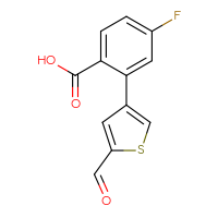 Chemical structure of 4-fluoro-2-(5-formylthiophen-3-yl)benzoic acid - CSSB00150708129