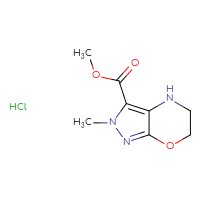 Chemical structure of methyl 2-methyl-2H,4H,5H,6H-pyrazolo[3,4-b][1,4]oxazine-3-carboxylate hydrochloride - CSSB20621780654