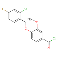 Chemical structure of 4-[(2-chloro-4-fluorophenyl)methoxy]-3-methoxybenzoyl chloride - CSSB00020597072