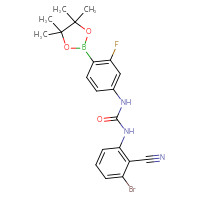 Chemical structure of 1-(3-bromo-2-cyanophenyl)-3-[3-fluoro-4-(4,4,5,5-tetramethyl-1,3,2-dioxaborolan-2-yl)phenyl]urea - CSSB21332145214