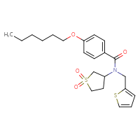 Chemical structure of N-(1,1-dioxo-1λ⁶-thiolan-3-yl)-4-(hexyloxy)-N-[(thiophen-2-yl)methyl]benzamide - CSSB00121605418