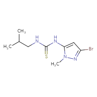 Chemical structure of 1-(3-bromo-1-methyl-1H-pyrazol-5-yl)-3-(2-methylpropyl)thiourea - CSSB21432511417