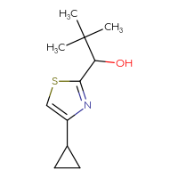 Chemical structure of 1-(4-cyclopropyl-1,3-thiazol-2-yl)-2,2-dimethylpropan-1-ol - CSSB00118278174