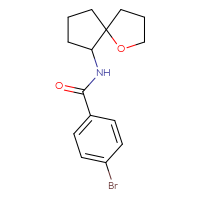 Chemical structure of 4-bromo-N-{1-oxaspiro[4.4]nonan-6-yl}benzamide - CSSB01215659148