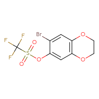 Chemical structure of 7-bromo-2,3-dihydro-1,4-benzodioxin-6-yl trifluoromethanesulfonate - CSSB21008764590