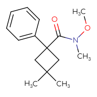 Chemical structure of N-methoxy-N,3,3-trimethyl-1-phenylcyclobutane-1-carboxamide - CSSB07742150964