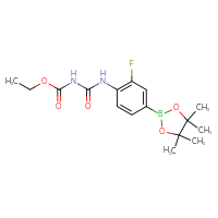 Chemical structure of ethyl N-{[2-fluoro-4-(4,4,5,5-tetramethyl-1,3,2-dioxaborolan-2-yl)phenyl]carbamoyl}carbamate - CSSB21245995662