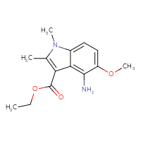 Chemical structure of ethyl 4-amino-5-methoxy-1,2-dimethyl-1H-indole-3-carboxylate - CSSB00025718698