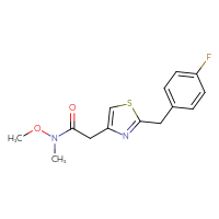 Chemical structure of 2-{2-[(4-fluorophenyl)methyl]-1,3-thiazol-4-yl}-N-methoxy-N-methylacetamide - CSSB02036236600