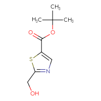 Chemical structure of tert-butyl 2-(hydroxymethyl)-1,3-thiazole-5-carboxylate - CSSB14869107302