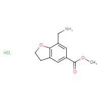 Chemical structure of methyl 7-(aminomethyl)-2,3-dihydro-1-benzofuran-5-carboxylate hydrochloride - CSSB21189738211