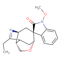 Chemical structure of (1'R,3S,4'S,8'S)-6'-ethyl-1-methoxy-1,2-dihydro-10'-oxa-5'-azaspiro[indole-3,2'-tricyclo[5.3.1.0⁴,⁸]undecan]-5'-en-2-one - CSSB02515446997