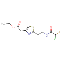 Chemical structure of ethyl 2-{2-[2-(2-chloro-2-fluoroacetamido)ethyl]-1,3-thiazol-4-yl}acetate - CSSB21332117798