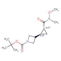 Chemical structure of rac-tert-butyl 3-[(1R,2S)-2-[methoxy(methyl)carbamoyl]cyclopropyl]azetidine-1-carboxylate - CSSB09890822201
