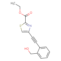 Chemical structure of ethyl 4-{2-[2-(hydroxymethyl)phenyl]ethynyl}-1,3-thiazole-2-carboxylate - CSSB21298174538