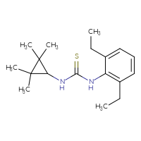 Chemical structure of 1-(2,6-diethylphenyl)-3-(2,2,3,3-tetramethylcyclopropyl)thiourea - CSSB15296581036