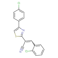 Chemical structure of 3-(2-chlorophenyl)-2-[4-(4-chlorophenyl)-1,3-thiazol-2-yl]prop-2-enenitrile - CSSB00121731299