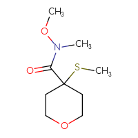 Chemical structure of N-methoxy-N-methyl-4-(methylsulfanyl)oxane-4-carboxamide - CSSB07092125748