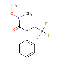 Chemical structure of 4,4,4-trifluoro-N-methoxy-N-methyl-2-phenylbutanamide - CSSB01045818112