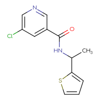 Chemical structure of 5-chloro-N-[1-(thiophen-2-yl)ethyl]pyridine-3-carboxamide - CSSB01395919503