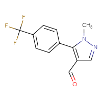 Chemical structure of 1-methyl-5-[4-(trifluoromethyl)phenyl]-1H-pyrazole-4-carbaldehyde - CSSB00042442920