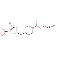 Chemical structure of 4-methyl-2-({1-[(prop-2-en-1-yloxy)carbonyl]piperidin-4-yl}methyl)-1,3-thiazole-5-carboxylic acid - CSSB06446547009