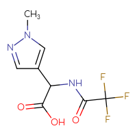 Chemical structure of 2-(1-methyl-1H-pyrazol-4-yl)-2-(2,2,2-trifluoroacetamido)acetic acid - CSSB00012981738