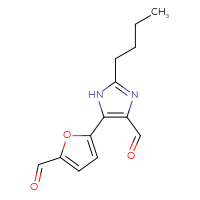 Chemical structure of 2-butyl-5-(5-formylfuran-2-yl)-1H-imidazole-4-carbaldehyde - CSSB21531608100