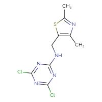 Chemical structure of 4,6-dichloro-N-[(2,4-dimethyl-1,3-thiazol-5-yl)methyl]-1,3,5-triazin-2-amine - CSSB00017288473