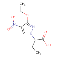 Chemical structure of 2-(3-ethoxy-4-nitro-1H-pyrazol-1-yl)butanoic acid - CSSB00025719352