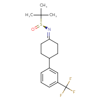 Chemical structure of (S)-2-methyl-N-{4-[3-(trifluoromethyl)phenyl]cyclohexylidene}propane-2-sulfinamide - CSSB21414469920