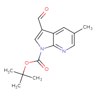 Chemical structure of tert-butyl 3-formyl-5-methyl-1H-pyrrolo[2,3-b]pyridine-1-carboxylate - CSSB00010170862