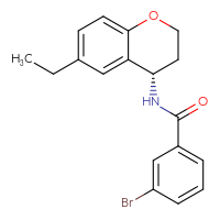 Chemical structure of 3-bromo-N-[(4S)-6-ethyl-3,4-dihydro-2H-1-benzopyran-4-yl]benzamide - CSSB02121821593