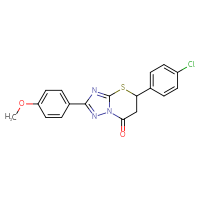 Chemical structure of 5-(4-chlorophenyl)-2-(4-methoxyphenyl)-5H,6H,7H-[1,2,4]triazolo[3,2-b][1,3]thiazin-7-one - CSSB00121728350