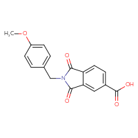 Chemical structure of 2-[(4-methoxyphenyl)methyl]-1,3-dioxo-2,3-dihydro-1H-isoindole-5-carboxylic acid - CSSB00020591838