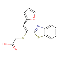 Chemical structure of 2-{[1-(1,3-benzothiazol-2-yl)-2-(furan-2-yl)ethenyl]sulfanyl}acetic acid - CSSB00000698923
