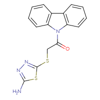 Chemical structure of 2-[(5-amino-1,3,4-thiadiazol-2-yl)sulfanyl]-1-(9H-carbazol-9-yl)ethan-1-one - CSSB00132508050