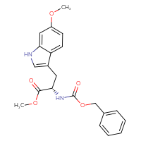 Chemical structure of methyl (2S)-2-{[(benzyloxy)carbonyl]amino}-3-(6-methoxy-1H-indol-3-yl)propanoate - CSSB02235355057