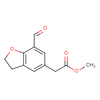 Chemical structure of methyl 2-(7-formyl-2,3-dihydro-1-benzofuran-5-yl)acetate - CSSB06269813855