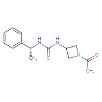 Chemical structure of 3-(1-acetylazetidin-3-yl)-1-[(1R)-1-phenylethyl]thiourea - CSSB21432480216