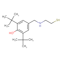 Chemical structure of 2,6-di-tert-butyl-4-{[(2-sulfanylethyl)amino]methyl}phenol - CSSB21253046434