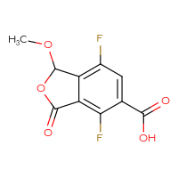 Chemical structure of 4,7-difluoro-1-methoxy-3-oxo-1,3-dihydro-2-benzofuran-5-carboxylic acid - CSSB06641420128