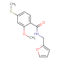 Chemical structure of N-[(furan-2-yl)methyl]-2-methoxy-4-(methylsulfanyl)benzamide - CSSB00160277906