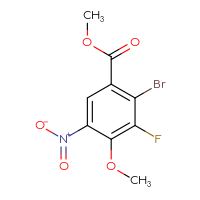 Chemical structure of methyl 2-bromo-3-fluoro-4-methoxy-5-nitrobenzoate - CSSB20504682898