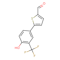Chemical structure of 5-[4-hydroxy-3-(trifluoromethyl)phenyl]thiophene-2-carbaldehyde - CSSB06583371971
