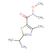 Chemical structure of N-methoxy-N,4-dimethyl-2-(propan-2-yl)-1,3-thiazole-5-carboxamide - CSSB01992305437