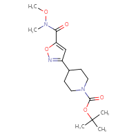 Chemical structure of tert-butyl 4-{5-[methoxy(methyl)carbamoyl]-1,2-oxazol-3-yl}piperidine-1-carboxylate - CSSB00290713247