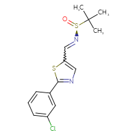 Chemical structure of (S)-N-{[2-(3-chlorophenyl)-1,3-thiazol-5-yl]methylidene}-2-methylpropane-2-sulfinamide - CSSB21331812538