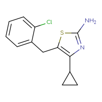 Chemical structure of 5-[(2-chlorophenyl)methyl]-4-cyclopropyl-1,3-thiazol-2-amine - CSSB00000750058